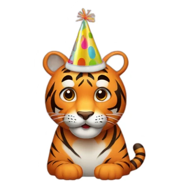 Tiger with birthday hat sticker