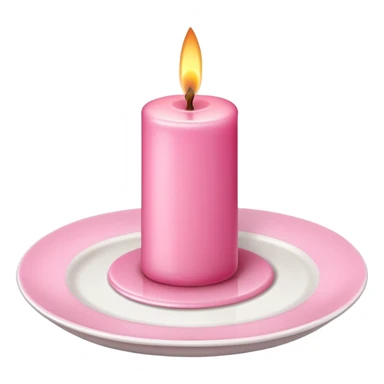 Pink candle on top of white plate  sticker
