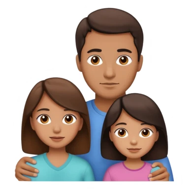 family dad with brown hair, mom with brown hair, little girl with tan skin and black hair sticker