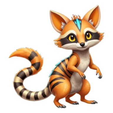 Fiery Wicked Cool Hot Edgy Badass Genet-Numbat-Sergal-Meloetta-Vernid-Civet-Trico-fusion-hybrid-creature sticker
