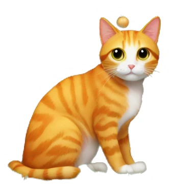 Orange cat on top of a Christmas tree sticker