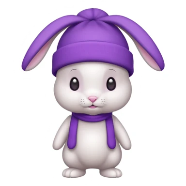 white Bunny wear a purrple benie hat, full body sticker