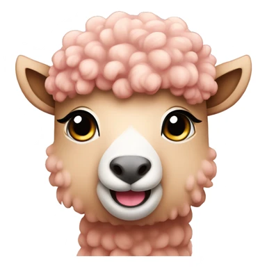 Cute curly pink Alpaka full size sticker