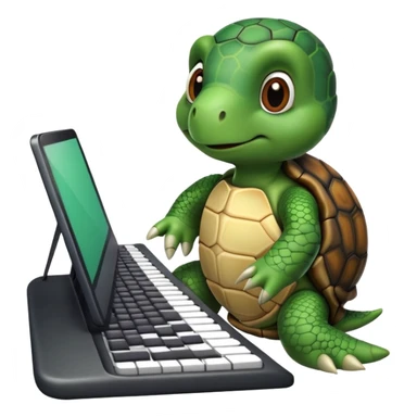 Turtle typing on a keyboard  sticker