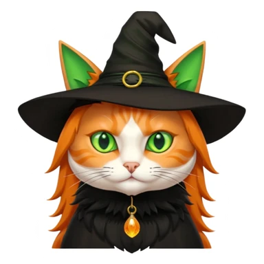 orange witch cat with green eyes sticker