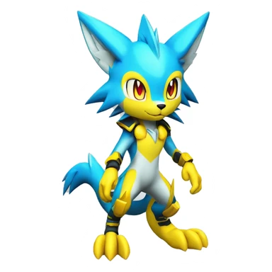 Shiny Colorful Anthro Edgy Cool Sonic-Zeraora-Renamon-Pokémon-Fakémon with neon markings Full Body Detailed High Quality  sticker