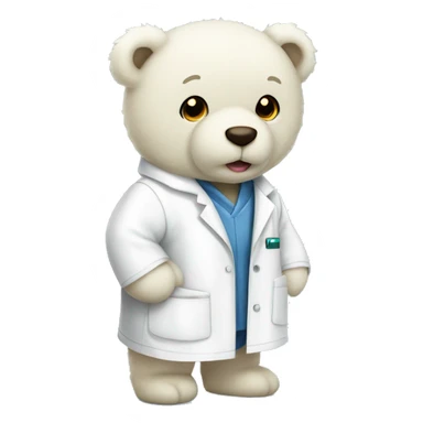 white Teddy bear in labcoatvoting sticker