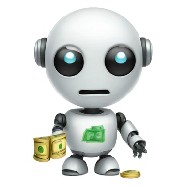 Cute robot with money sticker