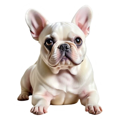 Cinematic Noble Pied French Bulldog Portrait Emoji, Radiating regal yet playful charm, with a distinctive pied fur of contrasting hues and a sculpted, expressive face featuring gentle, wise eyes and a confident stance, simplified yet artistically detailed, glowing with a soft, sophisticated radiance, high shine, exuding intelligent nobility and refined flair, soft glowing outline, capturing the essence of a noble Pied French Bulldog that embodies both strength and grace! sticker