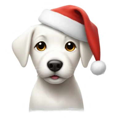 White puppy with Santa hat sticker