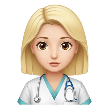 Blonde model with brown eyes, hospital gown sticker