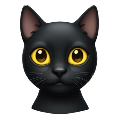A black cat with small ears and yellow eyes sticker