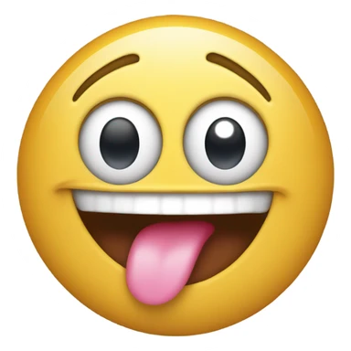 smiling face, tongue out, open ey sticker