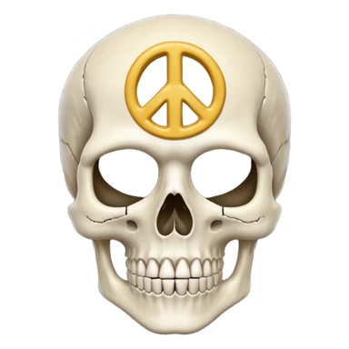 Skeleton head with a peace sign sticker