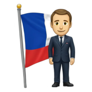Macron avec un drapeau francais sticker