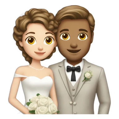 wedding white couple brown hair sticker