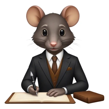  black dark rat in suit taking note sticker