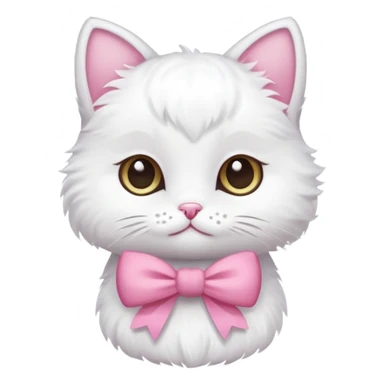 White little cat with pink bow sticker