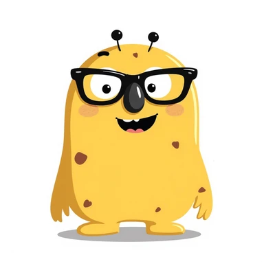 yellow monster with a big nostril wearing black glasses sticker