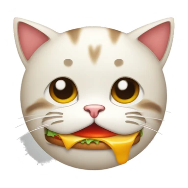 cat that is angry and eating a hamburger sticker
