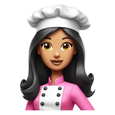 Barbie chef black hair pink chef hat sticker