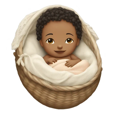 Light skin newborn in boho cradle sticker