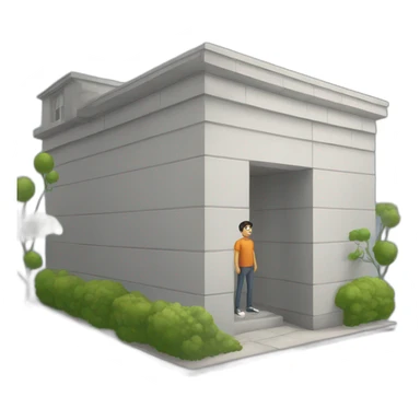 Man standing under building  sticker