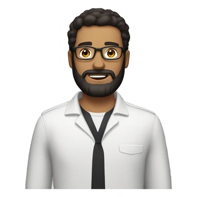 A man with dark hair and a beard now add aviator glasses with a little pane in the backgrond sticker