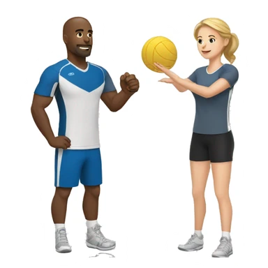 create white man and white woman make them play volleyball sticker