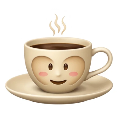 light beige strict coffee cup on saucer, minimalism, Apple emoji style, no text sticker