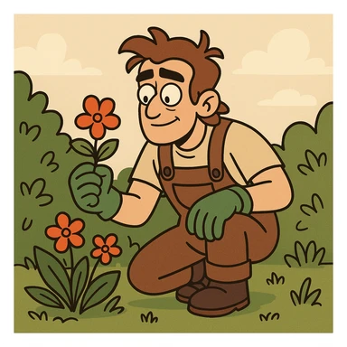 person in a garden sticker