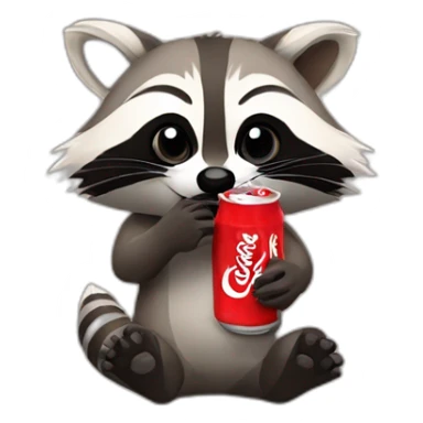 Raccoon drinking coke sticker