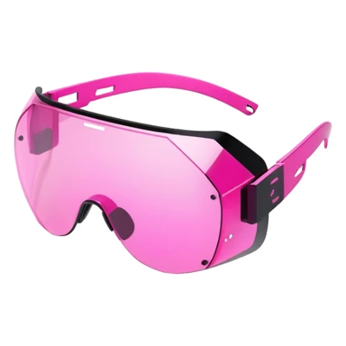 pink tinted shield visor glasses, cyberpunk style, rimless design, one-piece lens sticker