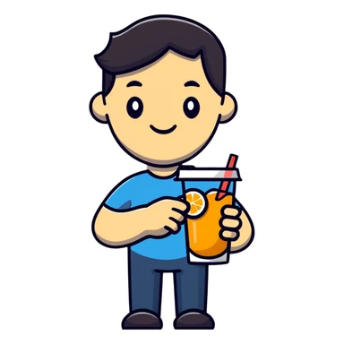 Person enjoying a refreshing drink sticker