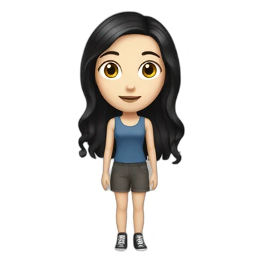 white girl with black hair, full body sticker