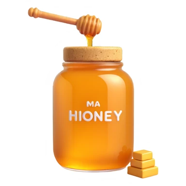 3D emoji style honey jar, with a cork lid, golden honey, simple and expressive sticker