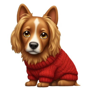 Red dog wearing sweater  sticker