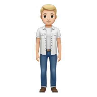 Look All jeans de lavagem escura com uma camiseta branca por baixo da camisa e a camisa aberta sticker