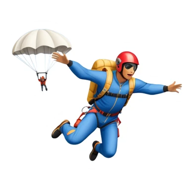 A base jumper soaring through the sky, with a parachute deployed, gliding over a dramatic cliffside or tall building. The background showcases a vast landscape below, with clouds and open skies, emphasizing the adrenaline and freedom of the sport sticker