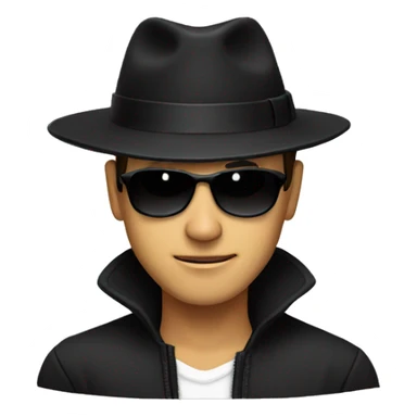 cool guy with black hat, black eyes sticker