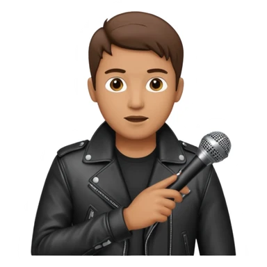 lether jacket man holding microphone sticker