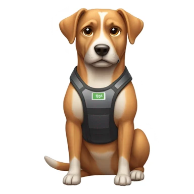 Dog with a weight sticker