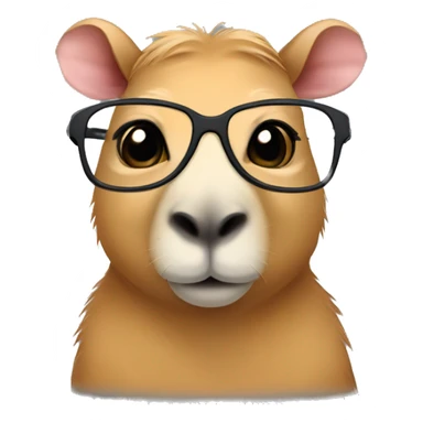 girl capybara glasses smart cute sticker