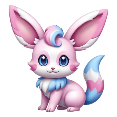Shiny Vibrant Colorful Rare Sylveon-Minccino-Espurr-Cinccino-creature-hybrid sticker