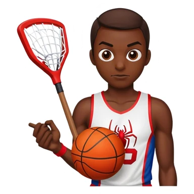 Spider-Man with a basketball and hockey stick sticker