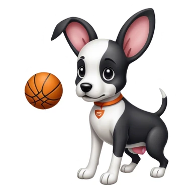 Basketball playing dog with long ears, that’s black and white sticker