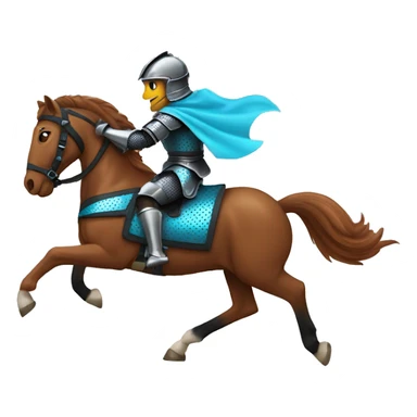 Chestnut and black speckled horse running galloping wearing blue and cyan armour  sticker