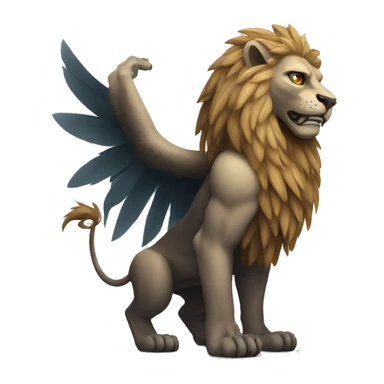 scary winged lion’s upper body with arms crossed sticker