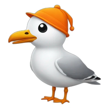 seagull in an orange hat sticker