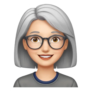 happy woman with gray hair and glasses sticker
